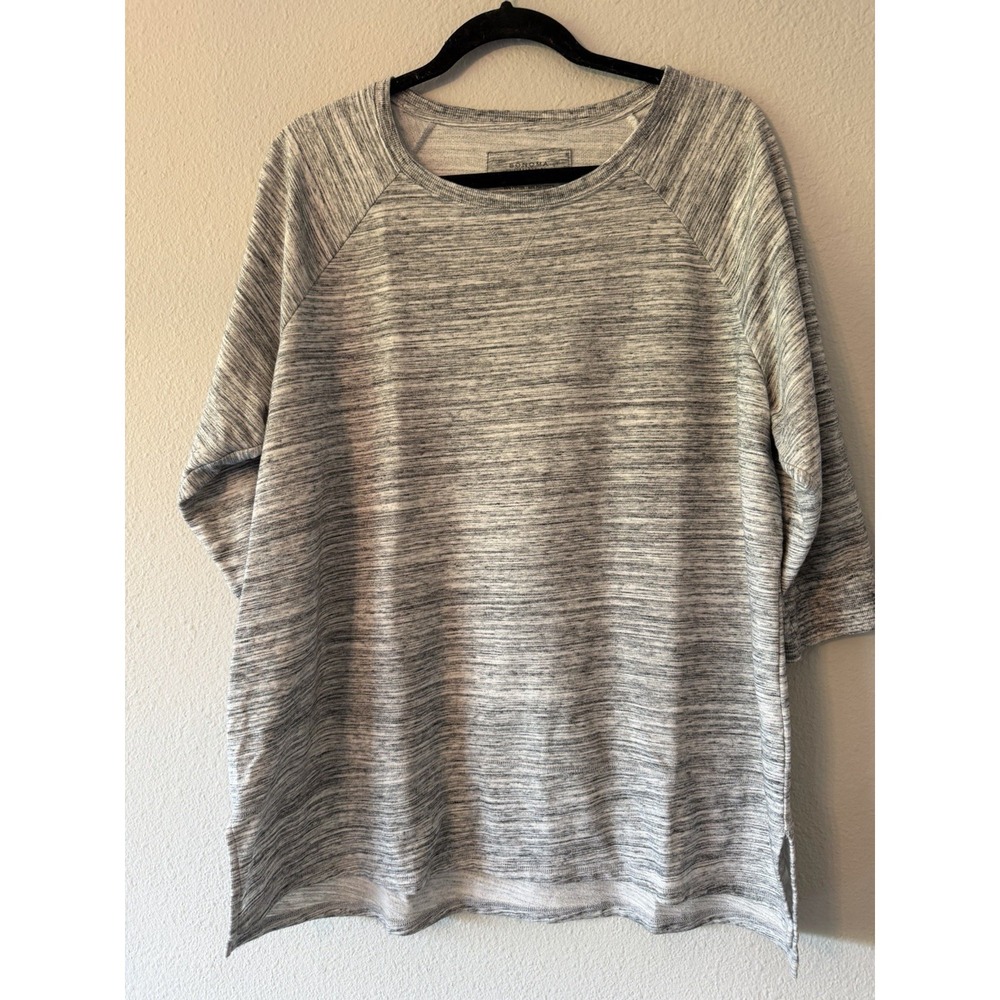 Sonoma Woman 3/4 Sleeve Knit Top Space Dye Gray Size 1X